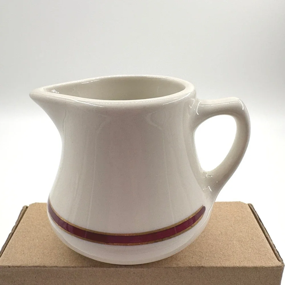 Vintage Mayer China Restaurant Ware Mini Pitcher Creamer Brown Gold Band 3